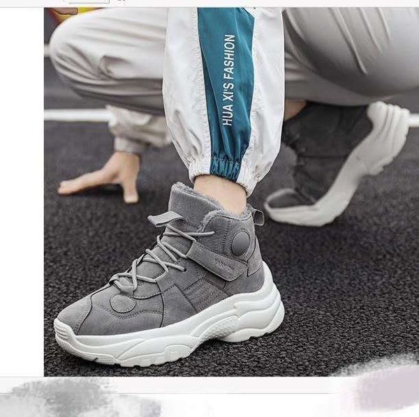 

fashion men's casual shoes sneakers men comfortable soft breathable footwear lace-up high flock male shoes 39-44, Black