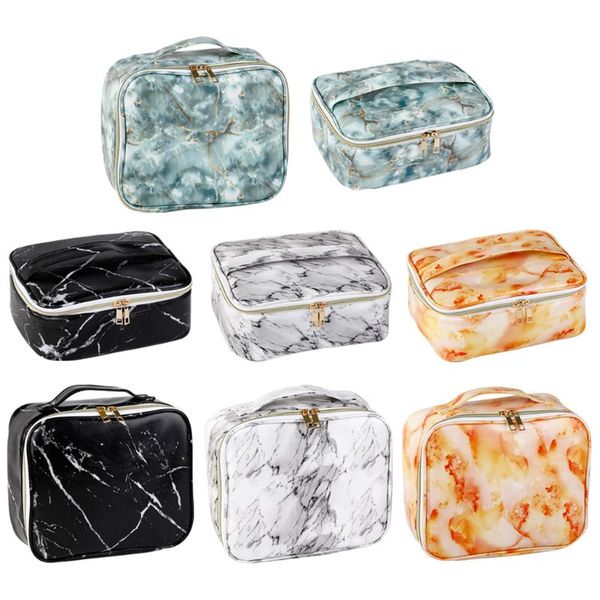 

women casual cosmetic bag marble print makeup organizer lady larege capacity multifunction toiletry case home trip storage box