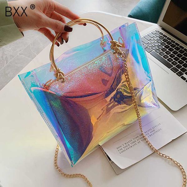 

bxx] laser transparent pvc bucket bags for women 2020 summer crossbody bag beach travel shoulder bags chain handbags hl499