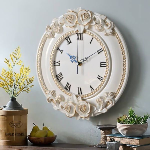 

white large wall clock 12 inch silent battery operated clock modern for office/kitchen/classroom - easy to read