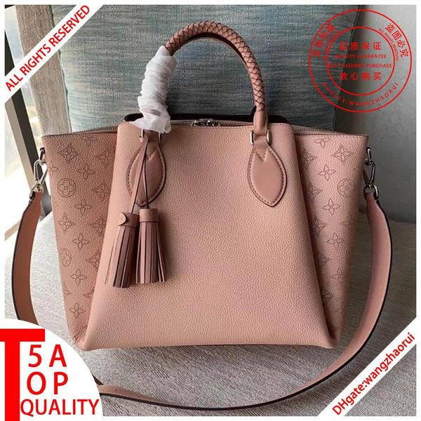

5a lady handbag women tote bags haumea shoulder handbag female crossbody bag messenger bags real leather wallet genuine leather bag with box, Black