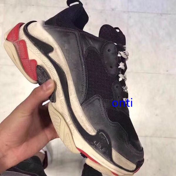 

paris 17fw triple-s leisure shoes luxury dad shoes bl triple s 17fw sneakers for men women vintage kanye west old grandpa trainer outdoor, Black
