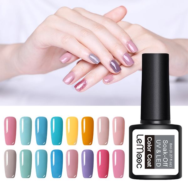

lemooc 8ml pure color series nail gel polish 186 colors soak off uv led gel varnish diy long lasting nail art laquer, Red;pink