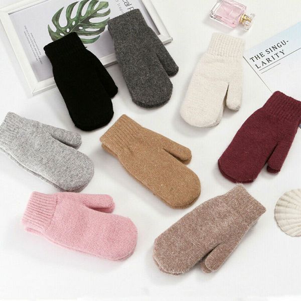 

women men winter warm knitting mittens simple solid color couple gloves, Blue;gray