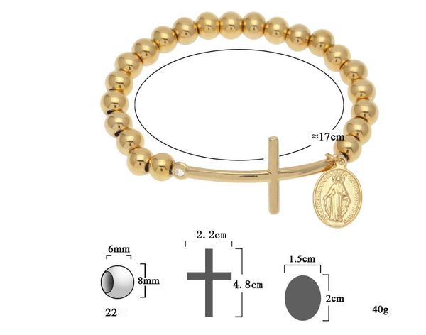 

new fashion trends in europe and the united states personality stainless steel hip hop accessories beaded cross chao men's bracelet jew, Golden;silver