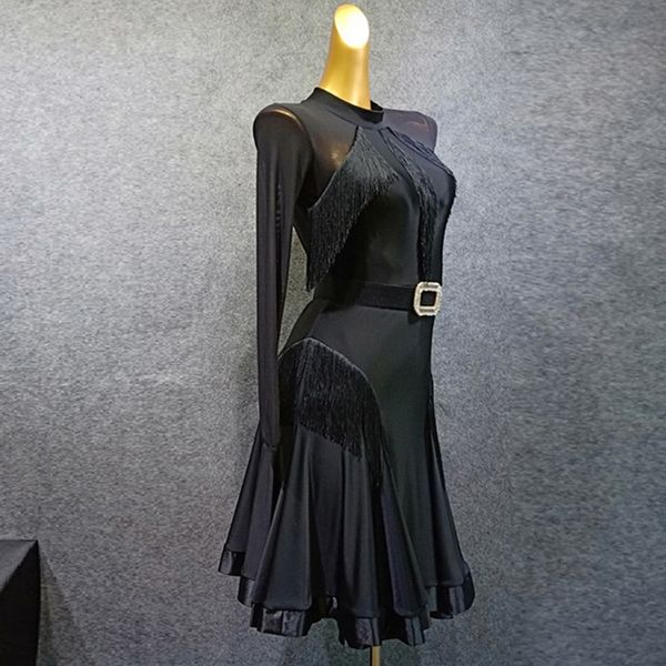 

wholesale-salsa dance dresses latin dance costume for women dancewear dress salsa clothes samba costume latin american dresses tassel, Black;red