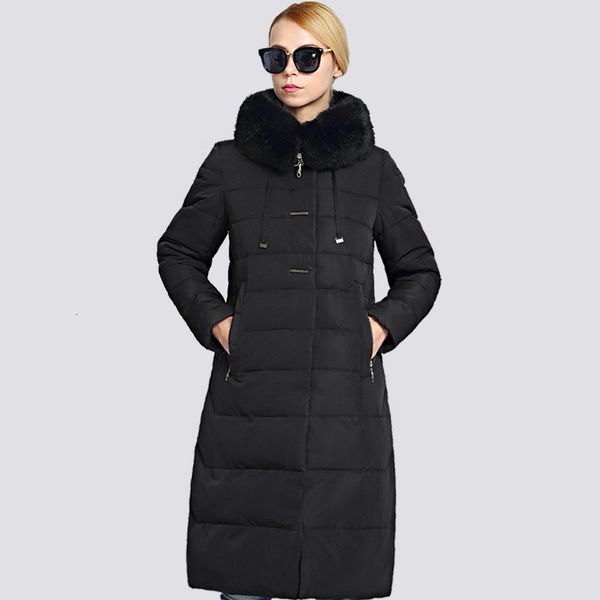 

2019 new winter jas women plus size bontkraag long women winterjas thick warm down jassen park exit, Black