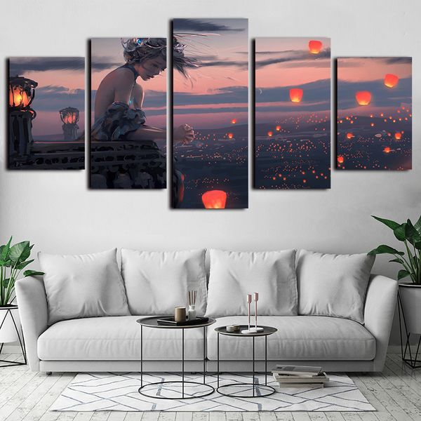 

5 panels ghost knife lanterns modern artworks giclee canvas wall art for kid home wall decor abstract poster canvas print oil painting