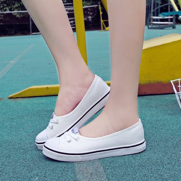 

2020 spring loafers women shoes breathable women's canvas casual shoes lace up solid color woman 35-40 zapatos de mujer, Black