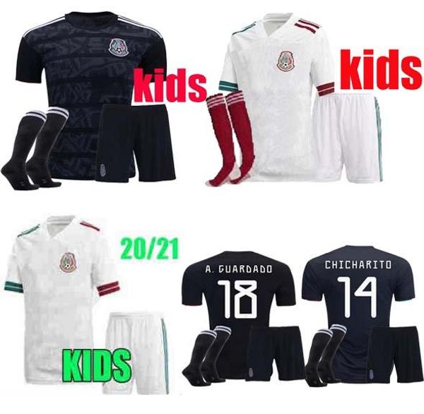 

нью-мексико дети комплект футбол джерси 19 20 дом вдали черный chicharito g.dos сантос m.layun a.guardado c.vela 2020 мальчик набор форма фу, Black