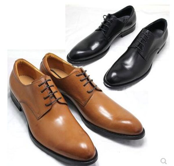 

pointed toe mens dress wedding oxfords italian leather fashion derby oxfords shoes autumn new runway shoes sapatos, Black