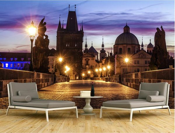 

wdbh custom p 3d wallpaper retro nostalgic european city night view home decor living room 3d wall murals wallpaper for walls 3 d