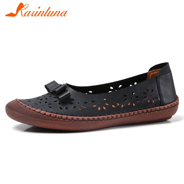 

karin new arrivals 2020 sweet bowtie boat shoes woman flats slip on soft comfortable flats women shoes, Black