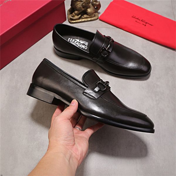 

2019 cow leather casual business men loafers luxury shinning formal wedding party dress shoes designers flats shoes, Black