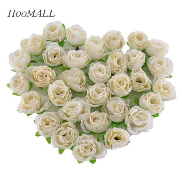 

wholesale- hoomall brand rose silk flower heads diy home decoration wedding party decor artificial flowers handmade flowers 50pcs