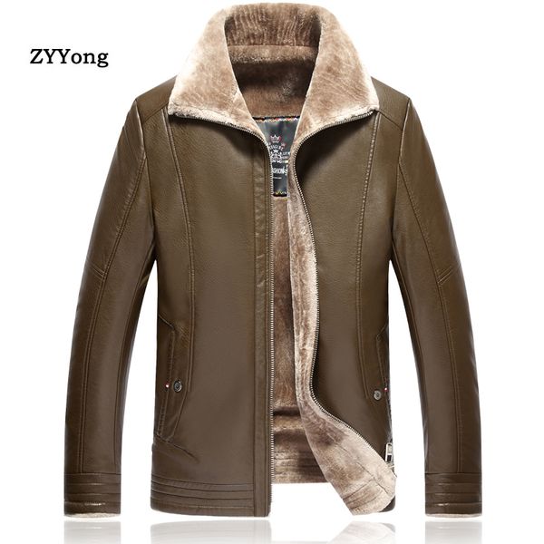 

winter men's leather jacket warm thick pu coat male thermal fleece jackets faux leather men clothing plus size -8xl, Black