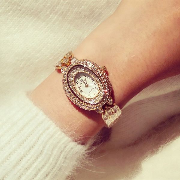 

new watch high-end linked list arabic digital rhinestone full surface oval dial female table fashion & casual, Slivery;brown