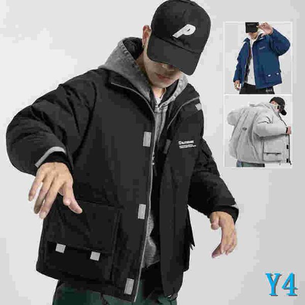 

new men's parkas winter casual windbreaker thick warm down coat fashion loose stand collar jackets parkas size m-2xly4, Black