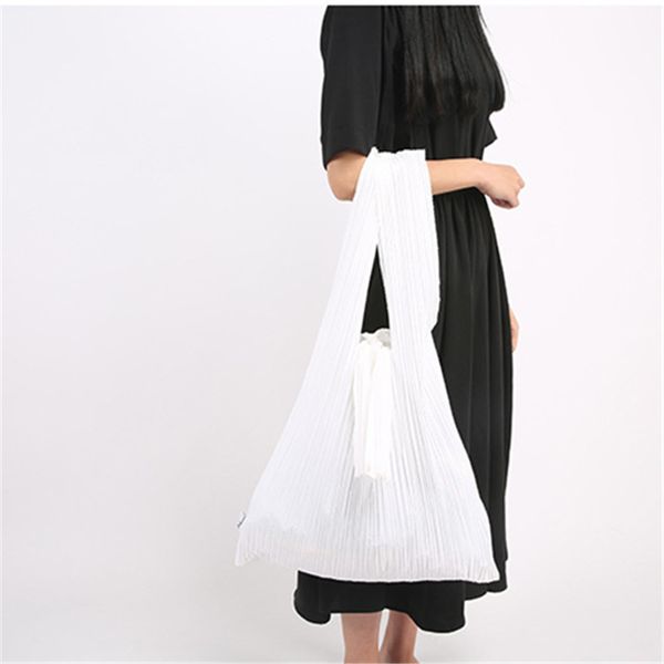 

new japanese fold pleated bags women causal shoulder tote bags large foldable canvas shopping bags girls travel storage handbags