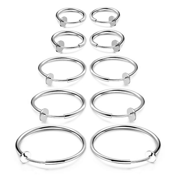

Clip On Fake Septum Piercing Punk Nose Lip Ear Hoop Rings Earrings Non-Piercing Spring for Sensitive Ears circle Earring 5 Paris