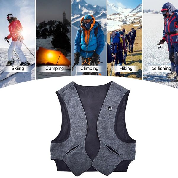 

waistcoat usb fast electric sports sleeveless warm heating vest adjustable temperature winter far infrared outdoor, Gray;blue