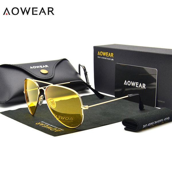 

aowear brand 3025 goggles vision night glasses for driving polarized aviation yellow sunglasses men night vision pilot eyewear, White;black