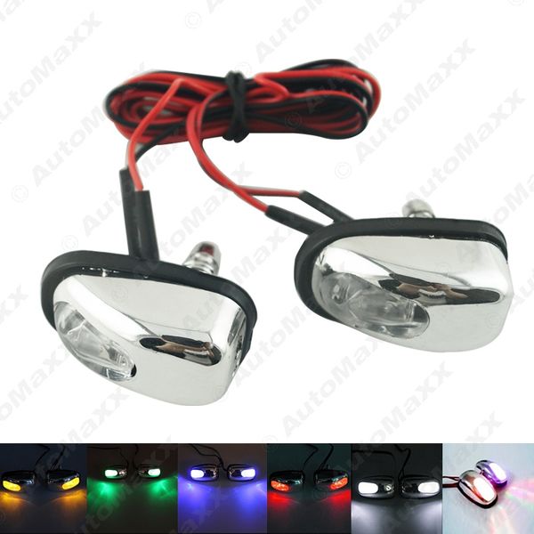 

feeldo 2pcs car universal chrome hood windshield washer jet nozzle spray with led light 6 colors for choice #am3962