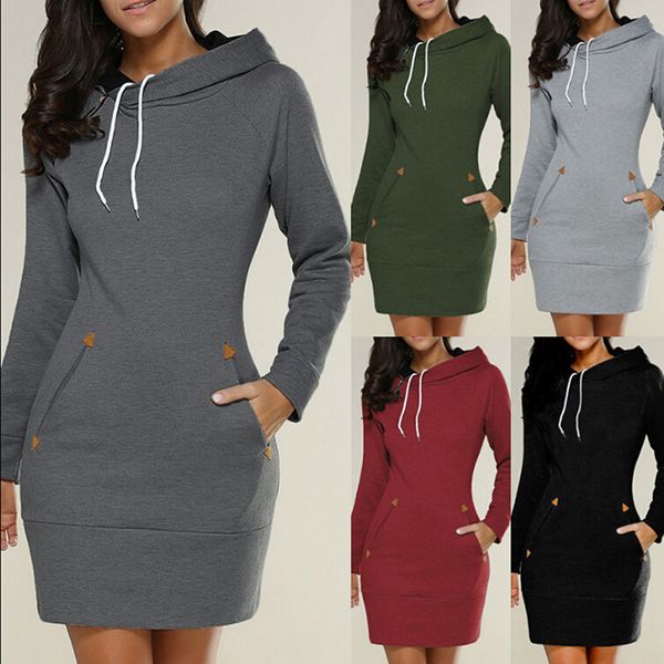 

women long hoodie autumn winter long hooded pullover sleeve pocket zipper sweatshirt casual warm hoodies, Black