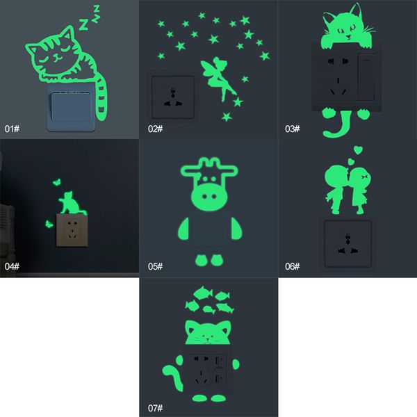 

animal wall stickers kids room cute creative kitty cat luminous noctilucent brightness switch sticker home decoration removable
