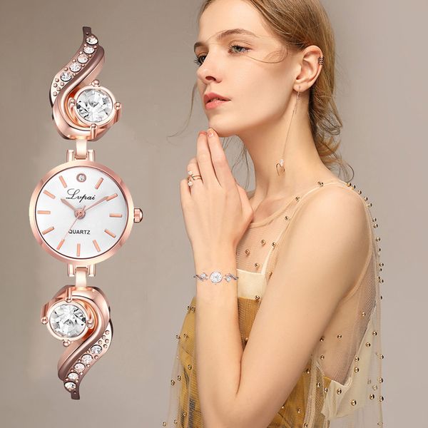 

luxury watch women rose gold european and american simple casual small and delicate women's bracelet watch orologio da donna #03, Slivery;brown