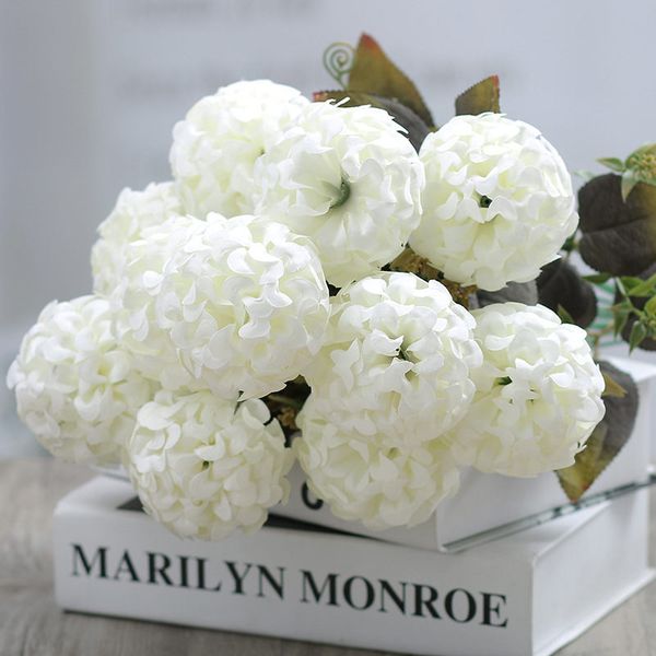 

european style colourful cute silk chrysanthemum flower ball fake artificial mum 12heads/bouquet outdoor garden decoration flower plant