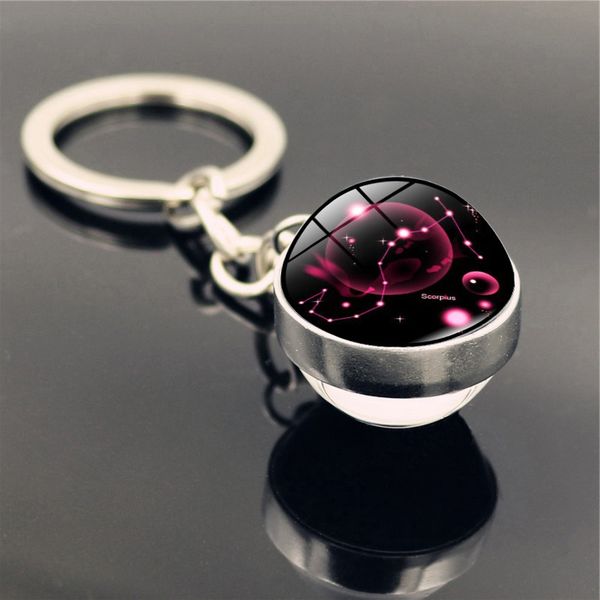 

новая личность аксессуары 12 созвездие время драгоценный камень брелок двухсторонний стеклянный шар брелок брелок творческий пара ювелирных, Slivery;golden