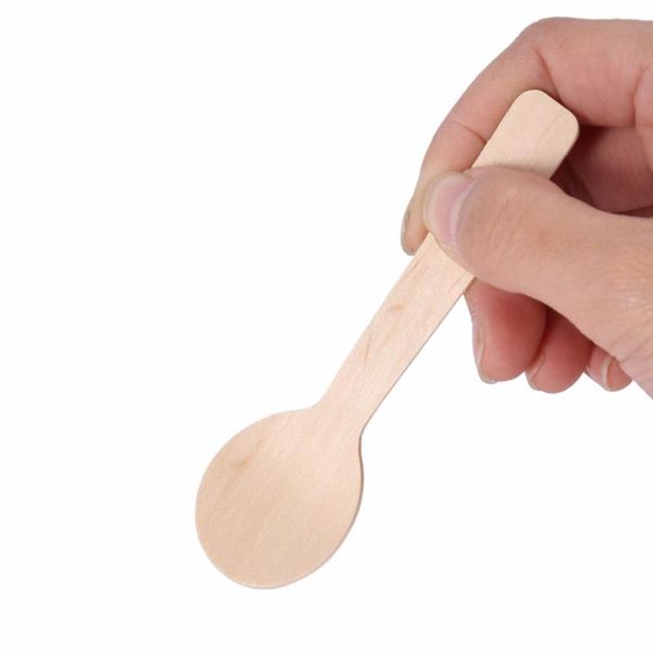 

100pcs/set mini disposable wooden spoon wood dessert scoop ice cream spoon western wedding party tableware kitchen tool