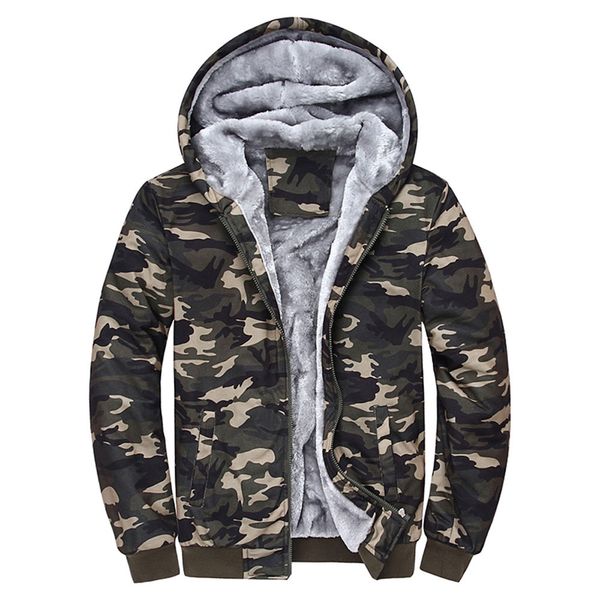 

men's camouflage winter coat sports hiking jackets mens camouflage hoodie winter warm fleece zipper sweater jacket outwear coat, Blue;black