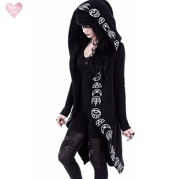 

5xl дама толстовка луны печатается с длинным рукавом punk женщина плюс размер свободного хэллоуина толстовка платье рождество hoodie обычной, Black