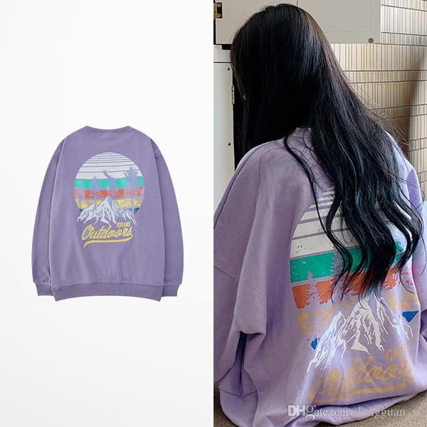 

ins style fashion purple color hoodies mountain print hoodies hip hop skateboard lovers couple ulzzang sweatshirt men, Black