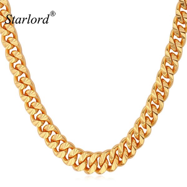 

Кубинский ссылка Звёздный Лорд Для мужчин ожерелье Vintage Gold Color 6MM 55см 22 «» Мода Mens о