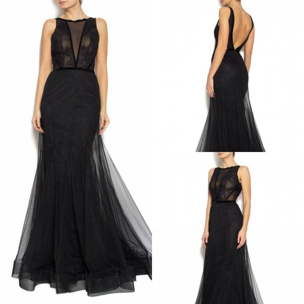 

bien savvy 2019 evening dresses jewel neck sleeveless backless lace mermaid prom dress custom made sweep train formal party gowns, Black;red