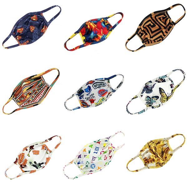 

masque bouche designer printed full face mask black fabric reusable horror #314