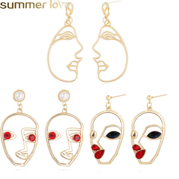 

fashion face mask abstract earrings new simple personality exaggerated punk style earring for woman girls jewelry gift party, Silver