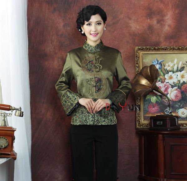 

chinese traditional red coat women's satin jacket size -3xl