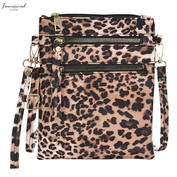 

leopard printing zipper bag simple leather crossbody bags enveloped shaped small messenger shoulder bags female bag c1