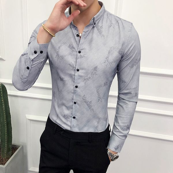 

shirt men autumn winter new slim fit british style business shirts mens long sleeve formal wear blouse homme 3xl, White;black