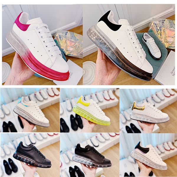 

air cushion sole low-desinger shoes fahion brand luxury white black transparent sole genuine leather platform flat men women shoes t07