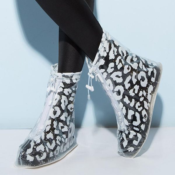 

women men shoes cover flats printing waterproof protective transparent shoe covers pvc water shoe accessories for worker outdoor, White;pink