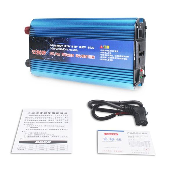 

car solar inverter dc 12v 24v 48v 60v to ac 220v 1600w inverter voltage transformer converter with usb led display