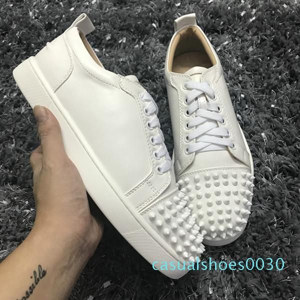 

new low cut suede spiked toe casual flats red bottom luxury shoes for mens and women party designer sneakers famous c30, Black