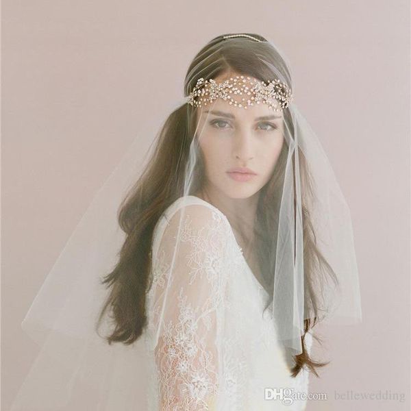 Vintage Wedding Veils With Hair Pieces One Tier Elbow Length