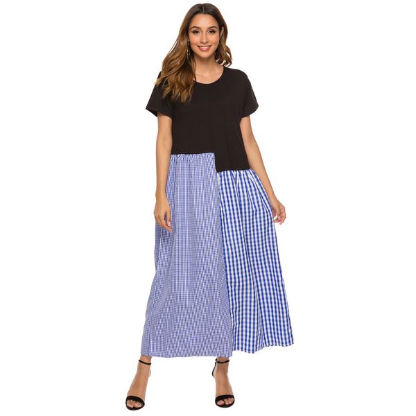 

женщин дизайнер плед шить - линии большой размер dressx830, Black;gray