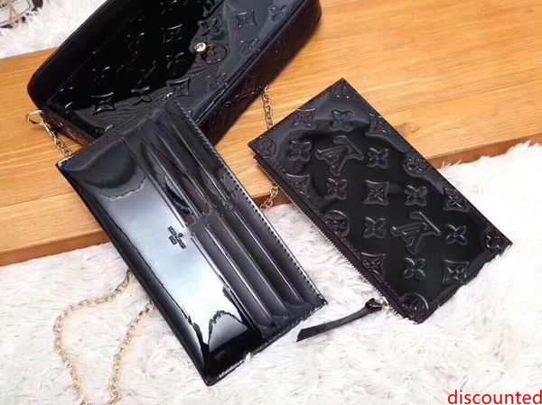 

#851 genuine leather pochette felicie 3pcs l brand v presbyopic women wallet fashion chain shoulder bag pochette mobile card holder purse